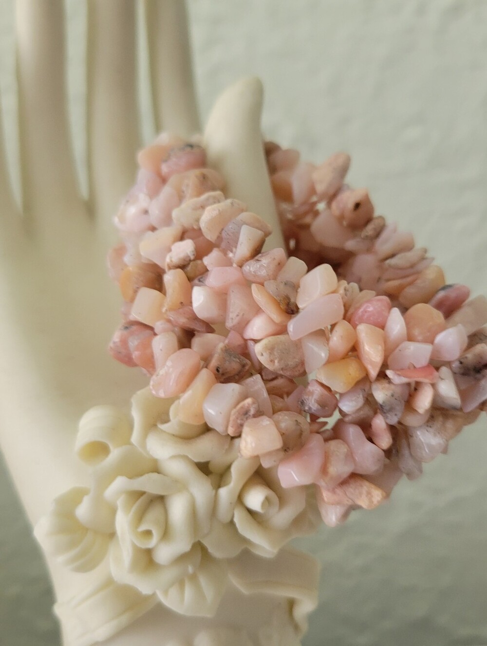 Artisan Made Stretch Bracelet Quartz Chips 2" Wide Cuff Chunky raw Statement